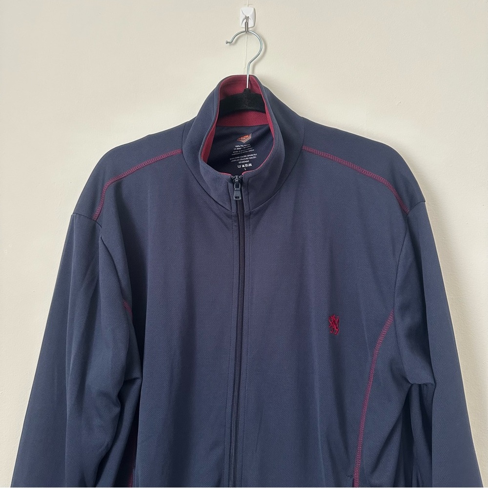 Vintage Dark Blue Men's Jacket with Red Accents